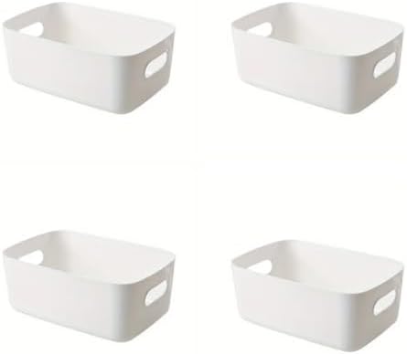 Small Flexible Plastic Storage Tubs Bins Durable Stackable Handles Pack of 4 (Small)