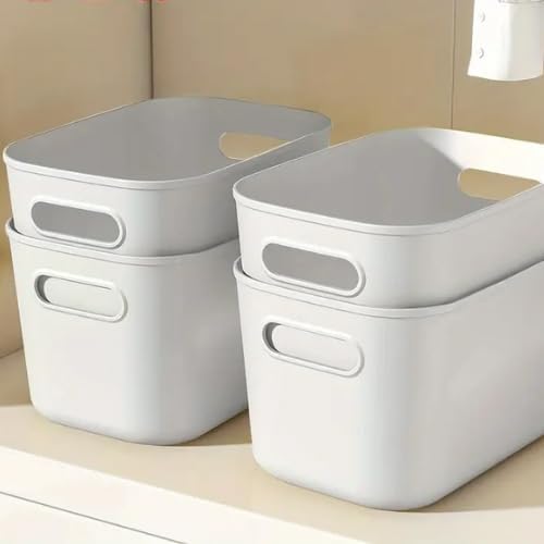 Small Flexible Plastic Storage Tubs Bins Durable Stackable Handles Pack of 4 (Small)